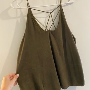 Forest green suede strappy tank with lining size L